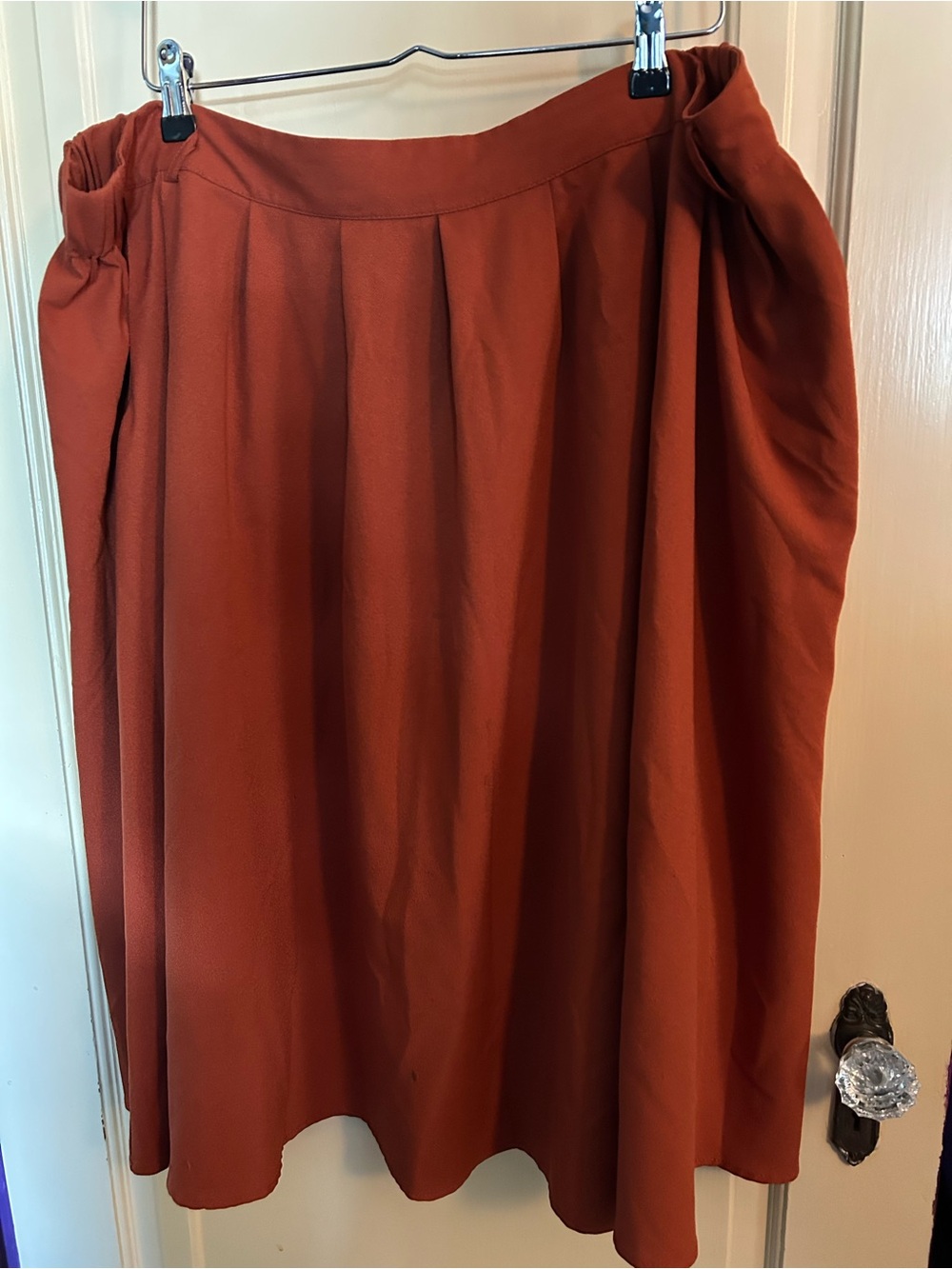 Mod Cloth Rust Red Women's Midi Skirt with pockets